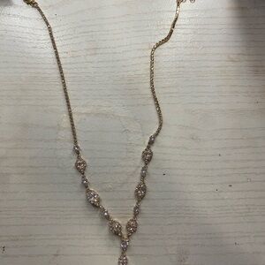 Gold Necklace with Crystal Accents